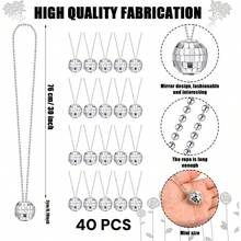 40 Pcs Mirror Disco Ball Fashion Necklaces For Man Women Party Decoration, Silvery Hanging Disco Ball Necklaces For 70s Party Dancing Party Favor, Party Accessories - 銀色 - 查看 7