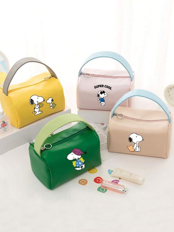 Peanuts 1Pc Peanuts Waterproof Portable Handbag - Women's PU Crossbody Vest Bag For Christmas Travel Toiletry Storage, Xmas Holiday Cosmetic Organizer & Korean-Style Casual Gift Bag