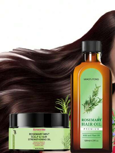 Rosemary Hair Mask And Rosemary Hair Strengthening Oil Set, Infused With Biotin, Promotes Longer, Healthier Hair And Effectively Softens Hair. Natural Plant Extracts