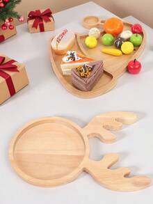 圣诞主题托盘 | 鹿角形餐盘，圣诞帽形托盘，圣诞树形托盘，适合盛放食物、小吃、饮料、寿司、牛排、披萨、甜点、蛋糕和面包、早餐托盘、咖啡托盘、茶托盘、拼盘，带有方便的手柄凹槽，家用厨具，适用于圣诞节、婚礼、生日 1PC 圣诞节圣诞装饰品圣诞睡衣圣诞礼物圣诞装饰 - 彩色 - 查看 3