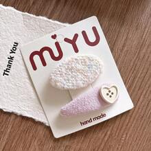 Korean Version Sweet Versatile Fabric Little Style Girl Side Bangs Hair Clip BB Clip Oval Girl Broken Hair Clip Hair Accessory - 1-粉紅色組 - 查看 13