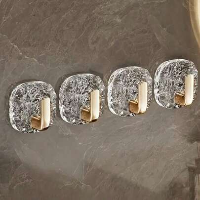 4pcs, Ice Flower Hooks, Bathroom Towel Rack Hooks, Kitchen Utensil Rack Hooks, Wall-Mounted Storage Hooks