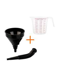 Flexible Plastic Accordion Funnel Kit For Fuel Oil + 1 Liter Measuring Jug With Handle - Funnel + Jar - View 4
