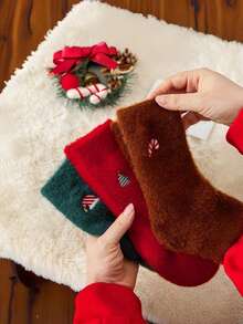 5 Pairs Fluffy Christmas Socks For Women, Mid-Calf, Warm Lining, Suitable For Autumn/Winter, Home & New Year Floor Socks - 彩色 - 查看 4