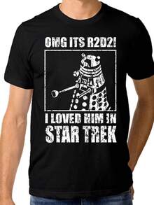 OMG It's R2-D2 Funny Dalek T-Shirt, Geek Combo 100% Cotton Tee, Men's Women's Sizes - 黑色 - 查看 1