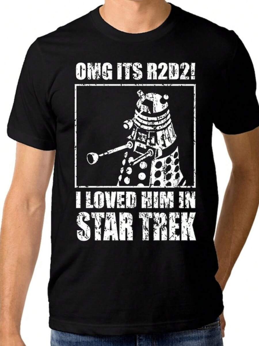 OMG It's R2-D2 Funny Dalek T-Shirt, Geek Combo 100% Cotton Tee, Men's Women's Sizes - 黑色 - 查看 1