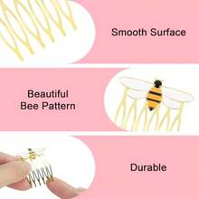 QY- Hair Side Combs French Teeth Hair Combs For Women Girl Hair Decorative Hair Pins For Styling Metal Hair Fork Comb Gold Hairpins Cute Hair Accessories Gift For Thin Hair Fine Hair Bee -6108 - 如圖 - 查看 3