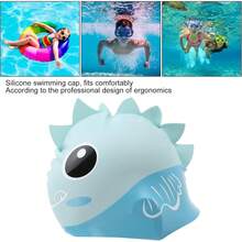 Gorro De NatacióN Para NiñOs, Gorro Impermeable De Silicona Con Dibujos Animados, Gorros De Buceo Para ConservacióN De Orejas, TamañO Ajustable - 1 - Ver 3