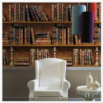 1 Roll Of Retro 3D Book Shelf Pattern Self-Adhesive Wallpaper Simple Bedroom Living Room Background Waterproof And Stain Resistant Wallpaper 17.7inX196.8/393.7in Kitchen Cabinet Stickers Dormitory And Office Furniture Renovation Easy To Clean And Detachable DIY Home Decoration ﻿