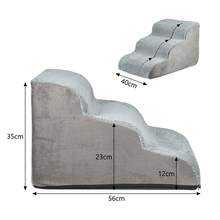 Portable Dog Steps For Bed – Compact 3-Step Foam Stairs (56 X 40 X 35 Cm) – Easy Climbing Aid For Small Dogs, Senior Pets & Injured Animals – Features Detachable Cover & Grippy Base - Grey - View 6