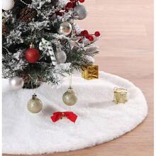 White Tree Skirts 24 Inches Plush Tree Skirt Small Faux Fur Tree Mats Small Trees Xmas Party Holiday Decorations