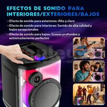 Altavoz Bluetooth con 2 micrófonos inalámbricos recargables – Altavoz portátil para fiestas con luces de colores – Altavoz de suelo compatible con tarjetas TWS/AUX/USB/TF, ideal para fiestas, casa y camping. - Rosa - Ver 5