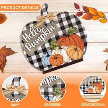 3 Pcs Fall Pumpkin Decor Wooden Table Sign Thankful Grateful Tabletop Autumn Farmhouse Vintage Thanksgiving Harvest Party Rustic Home Room Table Shelf Halloween Decorations