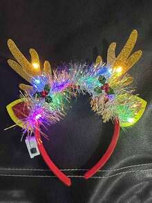 1 件圣诞头带装饰灯，LED 圣诞氛围夜灯，纽扣电池供电，亮片圣诞童话头饰装饰灯，圣诞节、派对、主题装饰、婚礼、酒吧、房间、客厅、狂欢节、拍照、生日、派对、狂欢节、圣诞礼物、家庭聚会、单身派对装饰的节日装饰，适合圣诞节、感恩节、新年作为理想的节日礼物、生日礼物、结婚礼物 - 彩色 - 查看 4