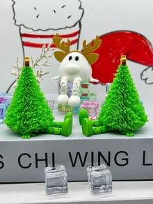 3D Printed Christmas Decorations, Plastic Christmas Tree Ornaments, Christmas Snowman & Reindeer, Christmas Tree With Stars, Desktop Christmas Tree, Movable Joint Christmas Tree, Snowman Shaped Christmas Reindeer, Suitable For Bookshelf, Home, Office Desk, Cafe, Holidays, Parties, Christmas Gifts, Home Decor, Best Gift For Friends - Multicolor - View 5