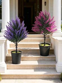 1 Artificial Lavender Plant, Artificial Flower, Ground Insert Type, No Flowerpot, All-Season Home Decoration, Indoor Decoration, Outdoor Courtyard Decoration, Garden Potted Plant, Flower Arrangement, Landscape Beautification.