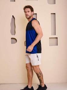 Men's Sublimated Grade Breathable Tank Top For Workout Gym Simple Summer Regular Fit No Halloween - 寶藍色 - 查看 6