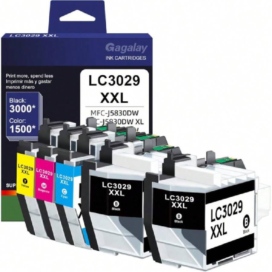 LC3029XXL Ink Cartridges LC30295PK Super High Yield Compatible For Brother LC3029 Ink Cartridges MFC-J5830DW MFC-J5830DWXL MFC-J5930DW MFC-J6535DW MFC-J6935DW Printer, 5 Pack Black Cyan Magenta Yellow,23715259 - 橄欖綠 - 查看 1