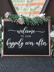 Wedding Season Bride White Sticker Decal Wall Sticker Glass Decor Sticker Removable PVC Wedding Decor Sticker "Welcome To Our Happily Ever After" Decal Sticker - White - View 6