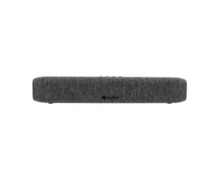 CoolBox Band BS23 Barra de Sonido Bluetooth 5.3 + Cable Auxiliar Jack 3.5mm Incluido, Potencia 10W RMS x 2, Carga por USB-C en 2.5h, Botones de Volumen, Reproducción y Selección de Modo. Color Gris - Gris Oscuro - Ver 1