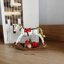 1pc Resin Christmas Rocking Horse Desktop Decor, Suitable For Home And Outdoor Garden, Great For Holiday And Thanksgiving Celebrations - Red and White - View 4