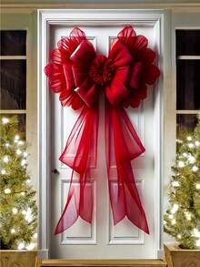 1 Stück großer roter Weihnachtsschleifen, festlicher Weihnachtsstil, kann an der Haustür für Weihnachtsdekoration im Haus, Valentinstag Party Eingangsbereich Dekoration und Winterdekoration an der Tür aufgehängt werden. Es ist eine beliebte Feiertags-Dekoration zum Dekorieren der Haustür.