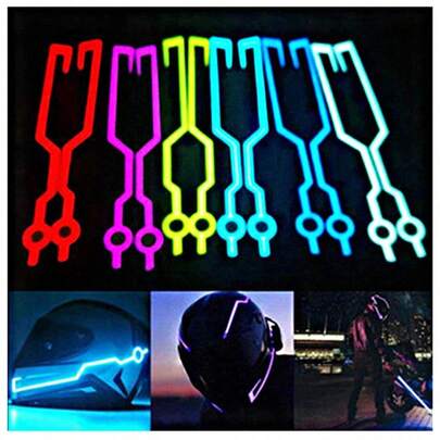 1 Set de Luces para Casco de Motocicleta, Tiras de Luz EL de 3 Modos de Conducción Libre de Frenos, Señal de Luz Nocturna Impermeable DIY para Montar en Bicicleta y Scooter Eléctrico, Forma de Llama Única, Luces Ambientales de Advertencia para Ciclismo, Accesorios para Vehículos Motorizados, Compatible con Ducati Ktm Harley Aprilia Mv Agusta Suzuki Kawasaki, etc.
