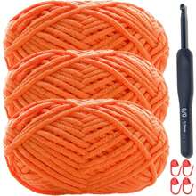 Bộ 3 sợi len ấm 150g, bao gồm dụng cụ đan và bút đánh dấu màu, len dày vừa tự làm thủ công, cuộn len Ice 50g/50m, dùng để đan khăn quàng cổ, giày dép, khăn choàng, áo len, búp bê, v.v. (Bút đánh dấu màu ngẫu nhiên) - Nhiều màu - Xem 36