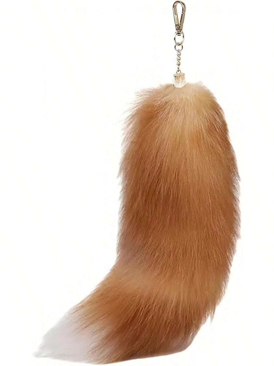 Faux Fur Fox Tail KeyChain For Women Therian Costume Cosplay Handbag Fashion Charm Wolf Tail Keychain Gift For PartyChristmas - Gold - View 1