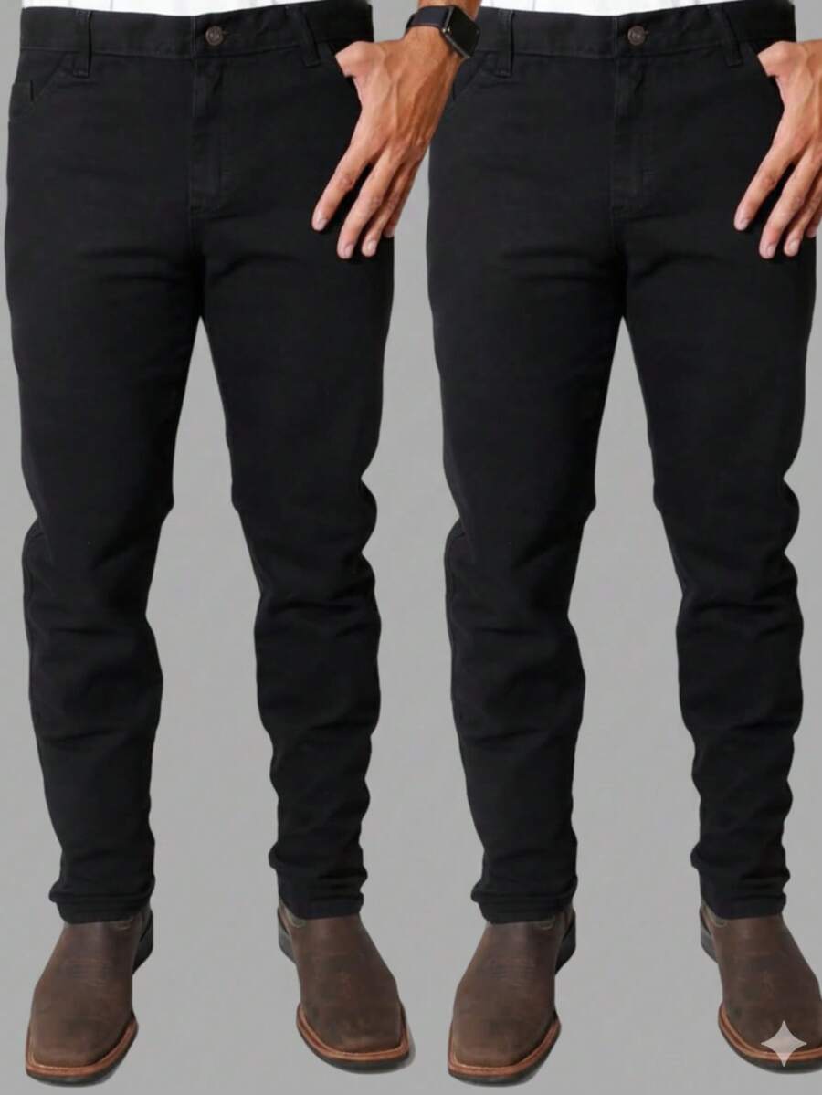 PROMOÇÃO IMPERDIVEL KIT 2 CALÇAS MASCULINA JEANS TRADICIONAL PARA TRABALHO CORTE RETO