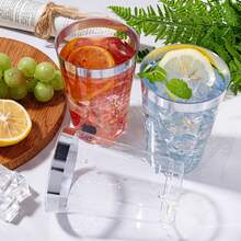 25pcs Transparent Gold Glitter/Gold Rim/Silver Rim Wine Glasses, 12oz Champagne Flutes, Wedding Toasting Glasses, Reusable Party Cups For Picnics, Weddings, Parties, Cocktails And Outdoor Gatherings, Elegant And Easy To Clean, Perfect For New Year And Christmas. Cake Cups Wedding Decor - Birthday Party Decor - Multicolor - View 5