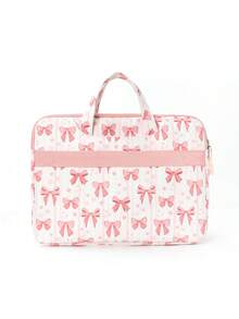 1个时尚粉色丝带图案14英寸笔记本电脑保护套，便携式笔记本电脑包，带顶部提手，绗缝柔软保护套，适合工作、学习、通勤，也是送给女孩的绝佳礼物。笔记本电脑保护套，笔记本电脑包，笔记本电脑保护套，防水旅行必备，男女通用笔记本电脑包，笔记本电脑保护套，笔记本电脑包，笔记本电脑保护套，旅行必备。 - 彩色 - 查看 6