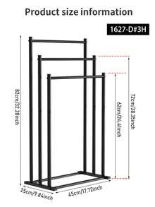 1pc Three-Tier Black Metal Towel Rack, Free-Standing Ladder Design, Can Hold Blankets, Towels, Etc., Space-Saving Bathroom Storage Rack, With Sturdy Steel Structure, Easy To Assemble, Compact And Saves Floor Space, Bathroom Towel Rack