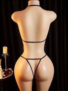 Women's Sexy Lingerie With Leopard Print Strap Design, Erotic Lingerie Set, Hot Pantyhose, Seductive Bedroom Clothing, Passionate Sleepwear. ... - 駝色 - 查看 3