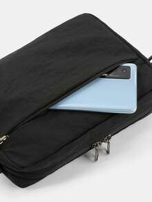 1pc Fashionable Casual Shoulder Bag For Men, Crossbody Bag, Multi-Functional College Style Commuter Bag Pouch - Black - View 6