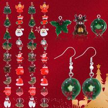 20pcs Christmas Resin Cartoon Pendants, Santa Claus Candy Cane Reindeer Snowman Bell Pattern DIY Jewelry Charms Earrings Craft Making - Multicolor - View 3
