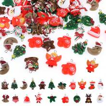 20pcs Christmas Resin Cartoon Pendants, Santa Claus Candy Cane Reindeer Snowman Bell Pattern DIY Jewelry Charms Earrings Craft Making - Multicolor - View 8
