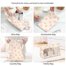 Packing Cubes For Suitcases,Packing Cubes With Shoe Bag, Cosmetics Bag, Clothing Bag, Accessories Bags Packing Cubes For Travel Luggage Organizer Women Men - Bộ 8 món kèm nơ đáy gạo - Xem 5