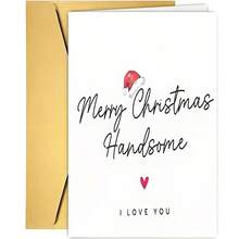 1pc Happy Christmas Card With Envelope, Christmas Card For Husband Or Boyfriend "Merry Christmas, Handsome" With "I Love You" Message, Holiday Greeting Card - Sets - View 7
