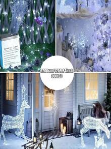 一套太阳能灯串，8种户外防水照明模式，铜线灯，50-300颗LED灯珠，可DIY，适用于花园、庭院、露营、派对、婚礼、圣诞树、圣诞节、万圣节、情人节装饰（暖白/白/彩色/粉色/蓝色/红色）