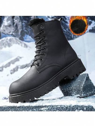 Botas De Cano Alto Unissex Para Casal, Forro Macio E Confortável, Bico Redondo, Casual E Versátil Com Com Brilho Natural (Este Modelo É Grande, Sugerimos Pedir Um Tamanho Menor)