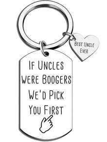 1 pièce Nouvelle étiquette d'identification pour chien en acier inoxydable gravée au laser, cadeau final de l'oncle au neveu, accessoire, sac de la Saint-Valentin, sac de Noël, accessoires de voiture, idées de cadeaux pour l'enseignant, l'ami, la sœur - Argent - Voir 1