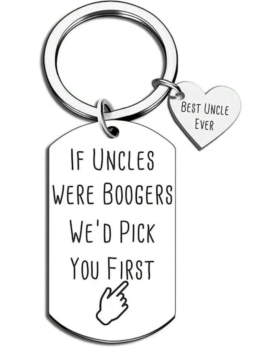 1 pièce Nouvelle étiquette d'identification pour chien en acier inoxydable gravée au laser, cadeau final de l'oncle au neveu, accessoire, sac de la Saint-Valentin, sac de Noël, accessoires de voiture, idées de cadeaux pour l'enseignant, l'ami, la sœur - Argent - Voir 1