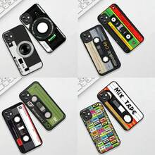 Custodia compatibile con Apple 13, 12, Mini, XS, 14, Pro Max, Plus, SE 2022, SE3, SE2, XR, 14+ con design vintage di fotocamera, cassetta vintage, custodia compatibile con 17, 17 Pro, 17 Pro Max