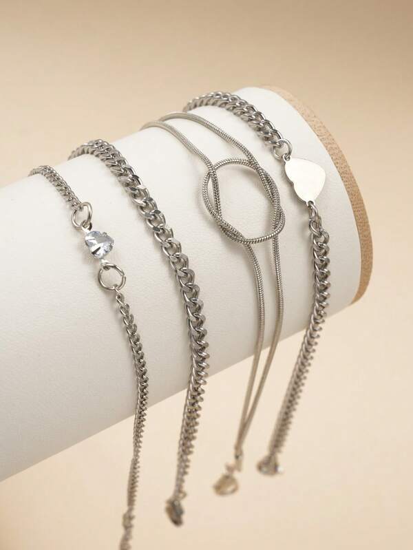 5pcs Fashion Clover Agate Knotted Bracelets For Women, Essential For Outings