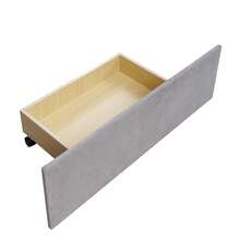 Upholstered Bed 140 X 200 Cm, Double Bed With Drawers, Slatted Base And Backrest, Skin-Friendly Double Bed In Velvet Fabric For Adults And Teenagers, Grey (Mattress Not Included) - Grey - View 6