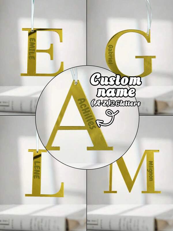 Personalized Gold Mirror Letters Christmas Decoration, Custom Christmas Stocking Name Tags, Customized Stocking Name Tags, Letter Ornaments, Customizable Name Christmas Tree Ornament, Personalised Bauble, Customized Letters, Initials Decorate, Bag Charms, Acrylic, Christmas, Christmas Gifts, Mom