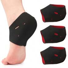 3 Pairs Heel Sleeves, Indoor Foot Covers For Foot Care, Ankle & Heel Protection Socks, Heel Sleeves - Black and Red - View 2