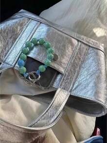 A Simple And Stylish Silver Women's Handbag For Autumn And Winter, A Versatile And Spacious Women's Handbag, And A Lightweight Tote Bag For Shopping. - Silver - View 5