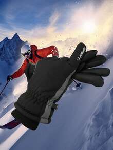 1 双掌掌耐磨冬季滑雪手套、带袖口的触摸屏户外健身手套、保暖内衬运动手套、户外雪地游戏手套、冬季骑行防风保暖手套 - 彩色 - 查看 4